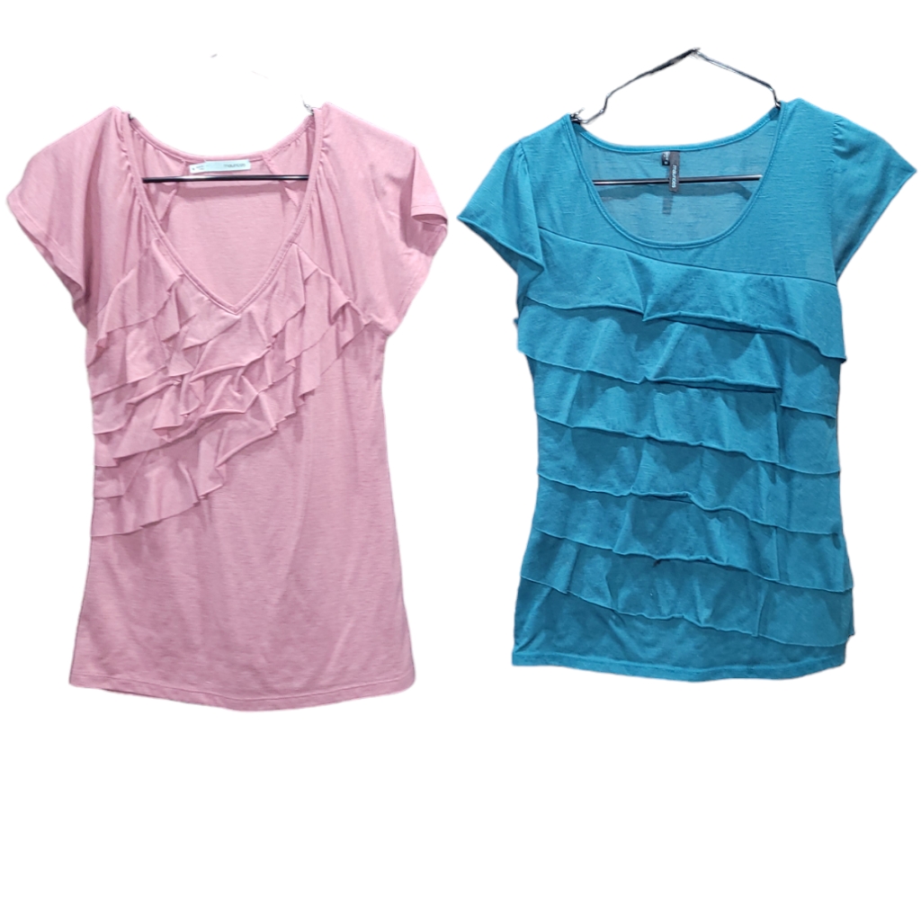 Maurices Bundle Of 2 Ruffle Short Sleeve Blouses Size M